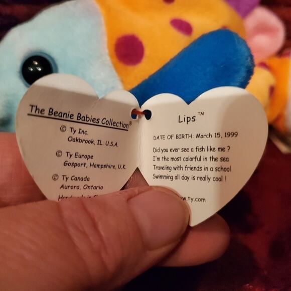 Retired  TY Beanie Babies : Lips the Fish - Picture 2 of 4